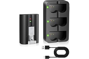 PoweLyt 6040mAh Timbre de la Puerta de la batería 1 Pack y 3 Canales de la estación de Carga Compatible con Video Doorbell 2/3/4/3Plus,Stick Up CAM/Solar(All gens),Spotlight CAM Battery/Solar