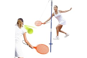 COSTWAY höjdjusterbart tetherbollsset i 3 steg, Twistbollset inkl. boll | 2 klubbor | 120 cm snöre, tennisboll på snöre, tennisspel för Solo och team