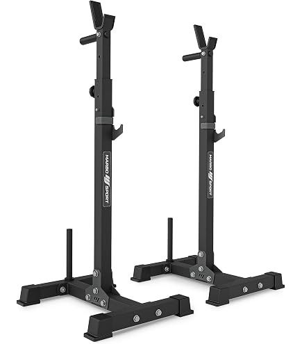 Supports Multi-niveaux Marbo Sport MS-S105 – 2 Pièces, 6 Hauteurs Pour Barre, 3 Niveaux D'assurage, Acier Robuste, Caoutchouc Anti-rayure
