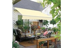 GREEN BAY Greenbay 3.5 x 2.5m Manual Awning Garden Patio Canopy Sun Shade Shelter Retractable 8 Colour (Cream)