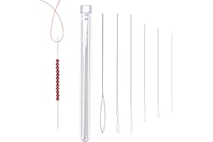 HENTEK Aghi infilaperle per perline, 6 Pezzi aghi perline grandi occhi per creazione di gioielli con la bottiglia dell'ago - 6 formati