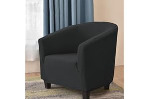 Highdi Sesselschoner Clubsessel 1 Sitz Einfarbiges Jacquard Stretch Sesselhusse Tub Chair Sesselüberwürfe Waschbar Universal Stuhlbezüge für Café, Bar, Büro, Empfang (Schwarz)