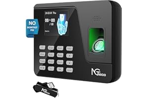 NGTeco Clock In Machine for Employees, Admin Setup, Auto Work Time Calculation, Biometric Fingerprint, Password Time Attendance Machine, Employee Time Clock With 0 Monthly Fee