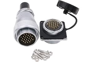Eonvic WEIPU WS28 Conector de 26 pines impermeable IP67 Metal macho enchufe hembra cuadrado enchufe conector de cable de aviación (26 pines)