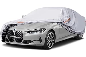 GUNHYI 6 Layers Heavy Duty Sedan Car Cover Waterproof, Custom Fit For BMW 4 Series 430i 430D 420i 420D 2013-2024, All Weather Outdoor Car Cover Rain Dust Protection, With Zip and Cotton Lined, Silver