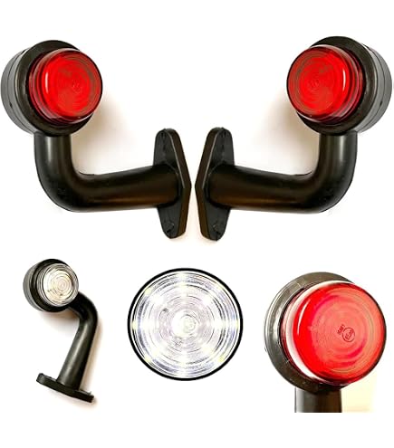 Lot 4 Feux De Gabarit Latéraux LED Rouge/Blanc 12V-24V – Double Face Circulaire Pour Camion, Remorque