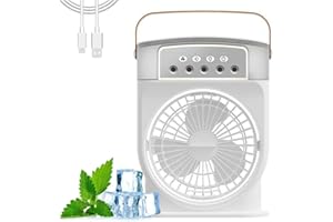 GUSHE Polarlux Air Cooler, Polarlux Ice Fan, Aqua Freeze Portable Air Cooler Fan, Portable Air Conditioner, Ice Blast Fan with Ice Cooling System 3 Speeds, Rechargeable Portable Mini Misting Fan (White)
