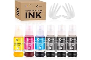Hiipoo 600ML 552 t552 Sublimation Ink for EcoTank ET-8500 ET-8550 Wide-Format Supertank Printers Heat Press Transfer on T-Shirt Tumblers (6 Color, 1PK,1BK,1C,1M, 1Y, 1GY)
