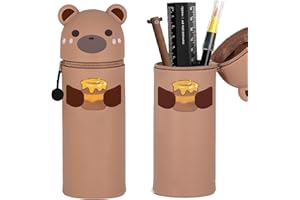 HIQE-FL Estuche para Lápices de Lona,Papelería Adolescentes,Telescópica Estuche para Lápices,Bolsa de Lona con Cremallera,Estuche Vertical Lapices