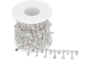 BENECREAT 1.8m Catena di Strass Placcata in Argento con Nastro con Diamante Trasparente Nappa Bling per Design Artigianale, Decorazione di Nozze, Artigianato …