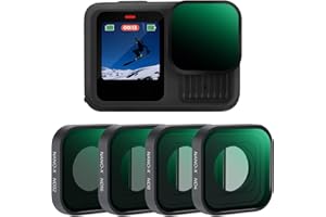 K&F Concept Filtre ND4 ND8 ND16 ND32 Compatible avec Gopro Hero 9/10/11/12/13 Détecté Automatiquement Verre Optique Cadre Plastique HD Étanche Anti-Rayures