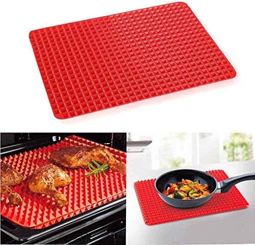 MMTOP 2017 New Pyramid Pan Fat Reducing Non Stick Silicone Mould Cooking Mat Oven Baking Tray