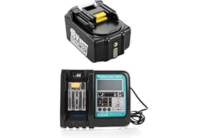 AELCOUTH BL1850B Batteria e caricabatterie 18V 5Ah di ricambio per batterie Makita con caricabatterie DC18RC 3A compatibile con Makita BL1850B BL1860B BL1830B, per tosaerba Makita DLM431Z DLM380Z DUC353Z