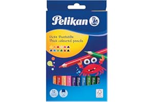 Pelikan® Kredki Trójkątne | Zestaw 12 Kolorów | Grube | Odporne na Złamania | Miękka Kreska | Trójkątne | Lepsza Kontrola | Do Rysowania i Kolorowania | Trwałe i Solidne | Dla Dzieci i Dorosłych