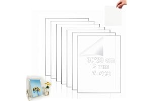 7 stycken akrylglasplatta, 30 x 20 cm akrylplatta transparent, plastplatta 2 mm för fotoram, skyltar, bordsstativ, namnskylt, lasermaterial, gör-det-själv-projekt