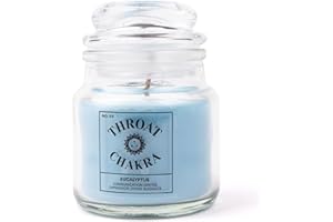 Myga RY1297 Candela Profumata Chakra Gola con Profumo di Eucalipto - Cera di Soia - Centro di Comunicazione, Espressione e Guida Divina - Blu