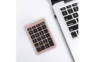 Zunate Teclado numérico inalámbrico, 22 Teclas Teclado numérico con Receptor USB Mini Teclado numérico portátil 2.4G Teclado numérico de Contabilidad financiera, para portátil, portátil(Oro Rosa)
