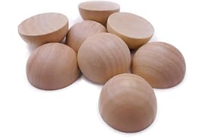 WILLIAM CRAFT 20 palline di legno grezzo da 5 cm di diametro, semisfere, semisfere, per progetti fai da te, forniture artistiche e artigianali