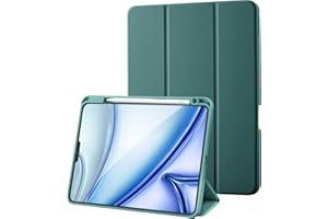 PALKITSEE Coque compatible avec iPad Pro 11 2022/2021/2020 avec porte-stylo, prend en charge la charge de Pencil 2ème Gen, couverture arrière souple en TPU mince, auto réveil/sommeil, vert pin