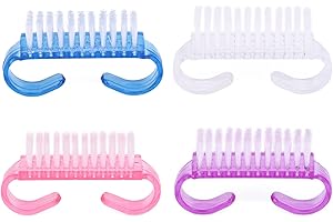 Rnitle 4 Pièces Brosse à Ongles à Manche Brosse de Nettoyage en Plastique,Outil de Nettoyage pour Nail Art,pour Brosse de Nettoyage à la Main,2,6 x 0,5 x 1,4 Pouces