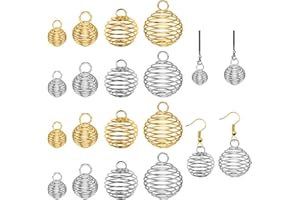 maxin 80 pz 4 Dimensioni Spirale Bead Gabbie Pendenti In Argento Placcato Oro Pietra Titolare Collana Gabbia Pendenti per la Creazione di Gioielli FAI DA TE