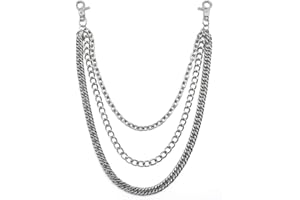 KingYH 1 Piezas Pantalones Cadena 3 Llaveros de Cadena Larga Metal Hip Hop Punk Jeans Cadenas de Cintura para Decorativa Hombres Mujer Rock Etapa Accesorios de Vestirv Motociclista