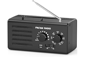 PADWA LIFESTYLE Radio tranzystorowe – AM FM przenośne radio z najlepszym odbiorem, wbudowany głośnik, gniazdo słuchawkowe, obsługuje zasilanie USB/radio na baterie, do domu, na zewnątrz, kemping (czarne)