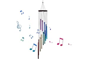 CAVSPKART Garden Ornaments Wind Chimes, Colorful Aluminum Tubes Wind Chimes with 12 Aluminum Tubes, Hanging wind Chimes for Home, Yard, Garden, Indoor Outdoor Hanging Decor (A) (Multicolor)