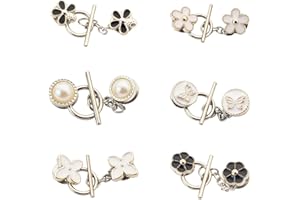 JIUJIUTU Broche de 6 piezas para ropa de mujer, cuello oculto, broches para ropa, flores, vestidos de cuello, clip de seguridad, Acero inoxidable