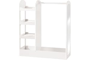 Roba Children’s Clothes Rail with Shelves and Large Mirror, White Wooden Finish