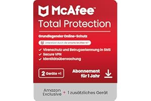 McAfee Total Protection 2023 | 2 Devices + 1 Bonus Device Included | Antivirus and Internet Security Software | incl. VPN, Password Manager | 1-Year Subscription | Download Code