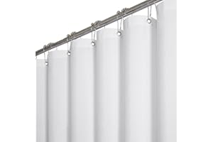 BTTN Duschvorhang Stoff Weißer 180x200 cm, Leinen Textur Anti-Schimmel Waschbare Textil Duschvorhang mit 12 Haken, Moderne wasserabweisend Gewichtete Deko Ployester Duschvorhänge für Badewanne