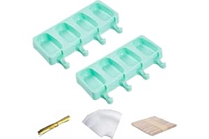 CMMKCNNK Eisformen Eis Am Stiel Silikon Mit 50 Eisstiele Holz 50 Pakettaschen 50 Dichtungslinien, Wassereis Formen Eis Selber Machen Formen, Eisformen Baby Eis Formen Für Stieleis, Cakesicles Silikonform