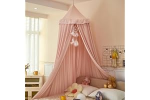 Dix-Rainbow Large Children Bed Canopy beige pink Round Dome Girls Mosquito Net Kids Princess Play Tents Nursery Room Decoration for Baby
