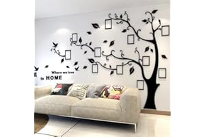 GUANGMU 3D Albero Adesivi Fai da te Albero Adesivo da Parete Cornici per Foto Sticker Decorazioni Albero Della Vita da Parete per Soggiorno Camera da Letto Adesivo Muro(Nero Sinistra,M: 150 * 210CM)