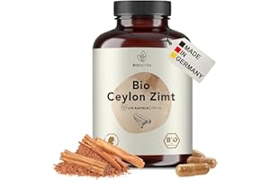 BIONUTRA® Gélules de Cannelle de Ceylan bio hautement dosées, 1200 mg/jour, contrôlées résidus, fabrication allemande, véganes, sans lactose, gluten, additifs, bio cannelle de Ceylan, 270 x 600 mg