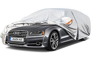 Telo Copriauto,Kayme Copertura per Auto Impermeabile,Compatibile con 1998-2024 Audi A8,Anti UV Anti Vento Antipolvere a 6 Strati con Cerniera e in Cotone.(Consegna in 3-7 giorni)