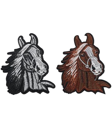 Sew-on Iron-on Ebroidered Patch Grey Horse Colt are Foal Badge