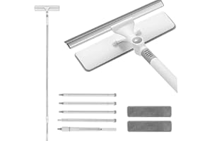 AIGLAM Limpiacristales, 252cm Limpia Cristales Ventanas con Palo Extensible de Acero Herramienta de Limpieza De Ventanas TelescóPico para Ventanas Altas En Interiores Y Exteriores