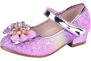 ANBIWANGLUO Scarpe Principessa Bambina Scarpe Paillettes Tacco Bambini Sandali Partito da Ragazze