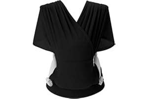 SONARIN Traspirante Fascia Porta Bebè,Portabebè Ergonomica Elastica Porta Bambino Portantina Bebè Marsupio Portabebè Neonati Leggera Portatile per Neonati Bambini fino a 15 kg(Nero)