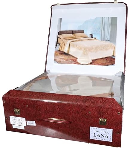 Coperta In Pura Lana Vergine Merinos Con Retro In Flanella Di Cotone – Alta Densità 760 G/mq, Termoregolatrice E Ipoallergenica, Prodotto Italiano (Naturale, Piazza E Mezza 220x230 Cm)