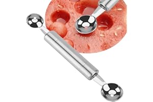 OMABETA Baller de melón Duradero de Doble Cabeza, Acero Inoxidable de Primera Calidad, sandía, melón, Cuchillo para tallar Frutas, Utensilios de Cocina, Herramientas(Recogedor de Frutas de Dos Cabezas)