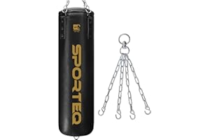 Sporteq Dyno Filled Heavy Boxing Bag 3FT, 4FT & 5FT for All Ages & Genders | Punching Martial Arts Kickboxing Muay Thai Karate | Home & Commercial Gym Use