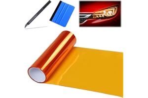 BASTOUR Scheinwerfer Folie Tönungsfolie Aufkleber, Scheinwerfer Tönungsfolie, Rückleuchten Folie, Auto Licht Tönungsfolie, Tönungsfolie Scheinwerfer, Zuschneidbar, mit Schaber, 30X120cm (Orangerot)
