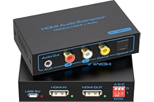 VEDINDUST HDMI Audio Extractor 8K 60HZ Convertitore Splitter a Coassiale Optical SPDIF Toslink L R con 3.5mm Stereo per PS4 PS5 Blu-ray DVD Xbox TV PC HD TV