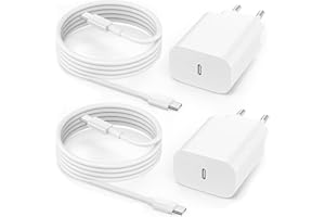 ANVSI Chargeur Rapide USB C 25W pour iPhone 17 16 15 Pro Max Air Plus, iPad Air/iPad Pro/iPad 10/11e Génération,2 Packs de Prises USB C avec 2M de Câble C to C