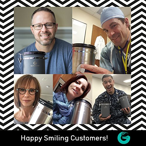 KAFFEEDOSE / KAFFEEBEHÄLTER aus Edelstahl mit Deckel und Aromaverschluss – die Vorratsdose um Kaffeebohnen u.v.m. perfekt aufzubewahren – Luftdichte Aromadose mit Dosierlöffel gratis dazu – silber - 3