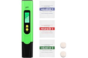 PH Messgerät Digital, 0-14 pH-Messbereich, 0.01 Hohe Genauigkeit, Aideepen pH-Wasser-Tester mit LCD-Display Hintergrundbeleuchtung für Wasser, Aquarium, Spa, Pool, Mit Kalibrierpulver(Grün)