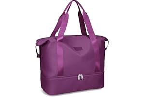 Borsone da Viaggio Grande,Welltop 36L Borsone Palestra Donna Weekend, Borsa Mare, Borsa Sportiva Donna, Borsa Mare, Separato a secco e umido Borsa da Palestra Con custodia per Scarpe